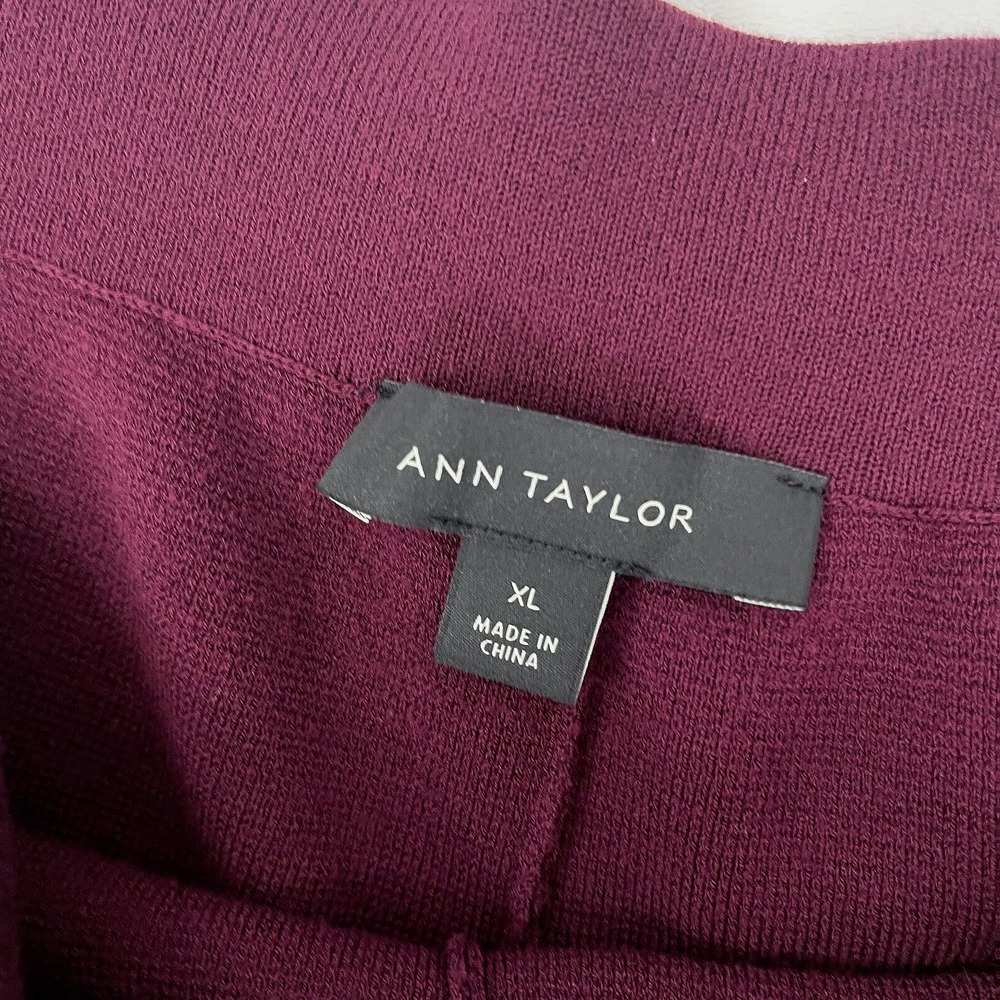 Ann Taylor Thick Knit Crop Pants Maroon Merlot Pull On - Picture 4 of 12